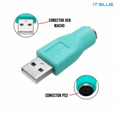 Conector Adaptador USB Macho x Ps2 LE-5520 It Blue - Verde
